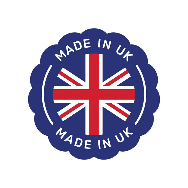 Tillverkad Storbritannien Färgglada Vektor Märke Etikettdekal Storbritannien Med Brittisk Flagg — Stock vektor
