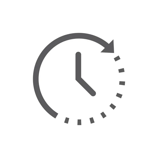 Arrow Loop Clock Black Vector Icon Reverse Processing Wait Filled — Vector de stock