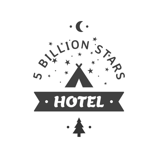 Five Billion Stars Hotel Camping Illustration Outdoors Slogan Lettering Camp — стоковый вектор