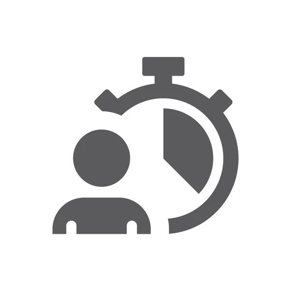 Man Clock Stopwatch Black Vector Icon Deadline Working Hours Time — Stok Vektör