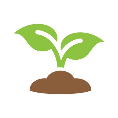 Toprak vektör ikonu ile tohumlanıyor. Genç bitki ya da yeşil filizler.