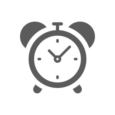 Alarm saati siyah vektör simgesini çalıyor. Çan saati retro tarzı doldurulmuş sembol.