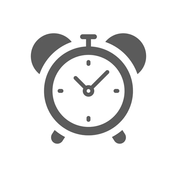 Alarm Clock Ringing Black Vector Icon Bell Watch Retro Style — стоковый вектор