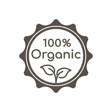 Yüzde yüz organik siyah vektör etiketi. Ürün damgası, çıkartma veya rozet.