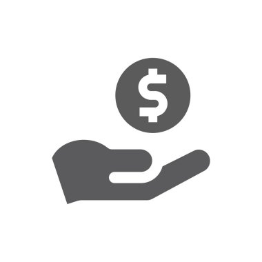 El ve dolar madeni para siyah vektör ikonu. Para, finans ve ödeme dolu sembol.