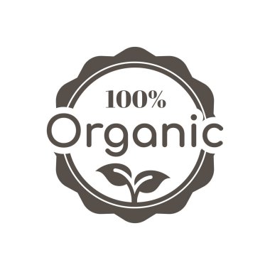 % 100 organik renkli vektör etiketi. Ürün damgası, çıkartma veya rozet.