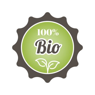 % 100 Bio renkli vektör etiketi. Ürün damgası, çıkartma veya rozet.