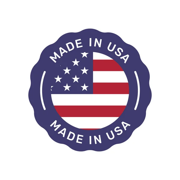 Made Usa Colorful Vector Badge Label Sticker United States Flag — Stock Vector