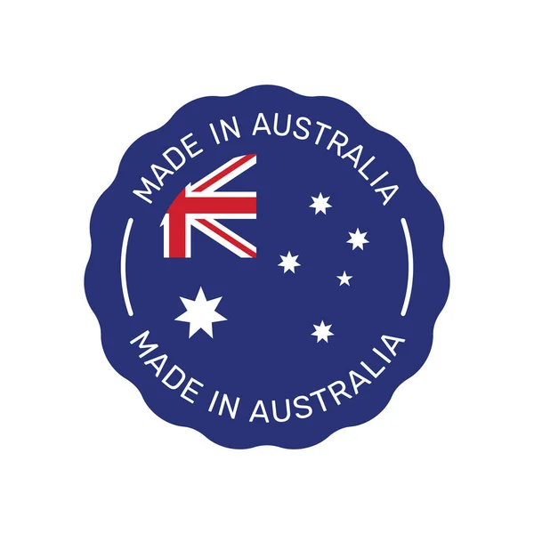 Made Australia Colorful Vector Badge Label Sticker Australian Flag — Stock Vector