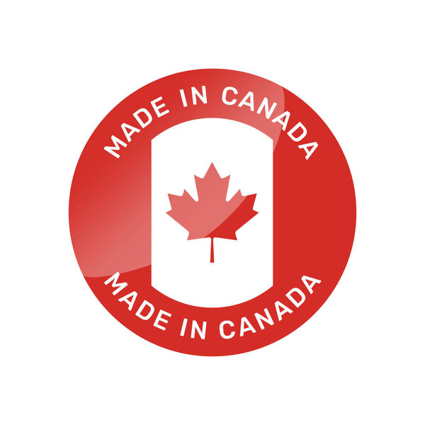 Made in Canada colorful vector badge. Label sticker with Canadian flag.