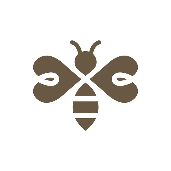Μέλισσα Μαύρο Διάνυσμα Εικονίδιο Χαριτωμένο Γεμάτο Σύμβολο — Διανυσματικό Αρχείο