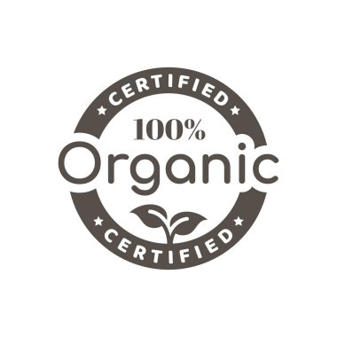 Yüzde yüz organik siyah vektör etiketi. Ürün damgası, çıkartma veya rozet.