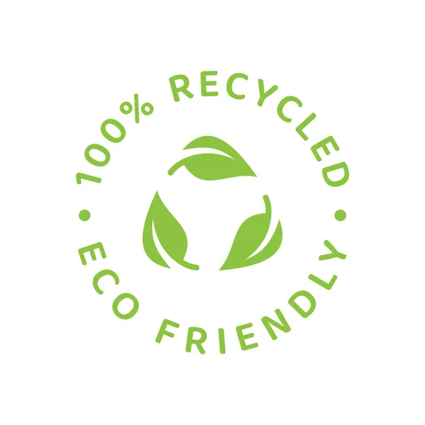 100 Etykieta Wektora Poddanego Recyklingowi Zielona Pieczęć Ekologiczna — Wektor stockowy