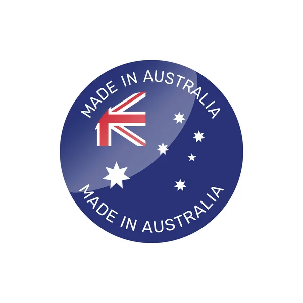 Made Australia Colorful Vector Badge Label Sticker Australian Flag — Stock Vector