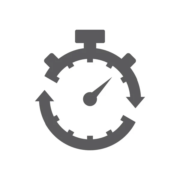 Stopwatch Timer Black Vector Icon Clock Chronometer Filled Symbol — 스톡 벡터