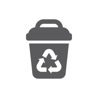 Siyah vektör simgesini geri dönüştür. Çöp kutusu, çöp konteynırı basit doldurulmuş sembol.