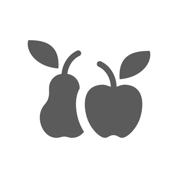 Μήλο Και Αχλάδι Μαύρο Διάνυσμα Εικονίδιο Υγιή Vegan Και Χορτοφάγος — Διανυσματικό Αρχείο