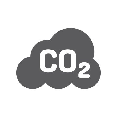 Karbondioksit siyah vektör ikonu. CO2 bulutu, kirlilik ve emisyon dolu sembol.