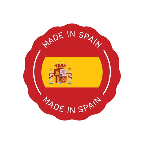 Insigne Vectoriel Coloré Fabriqué Espagne Autocollant Étiquette Avec Drapeau Espagnol — Image vectorielle