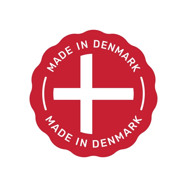 Made Denmark Colorful Vector Badge Label Sticker Danish Flag — Stock Vector
