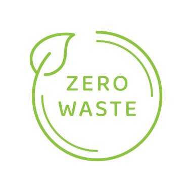 Sıfır atık basit vektör etiketi. Yapraklı çevre dostu rozet.