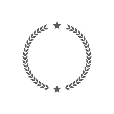 Laurel çelenk siyah vektör ikonu. Yıldızla dolu çember şablonu.