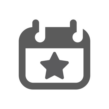 Yıldız siyah vektör simgesi ile takvim. Basit tarih ve olay dolu sembol.