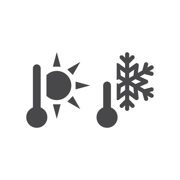 Thermometer Sun Snowflake Icon Vector Weather Meteorology Hot Cold Filled — Archivo Imágenes Vectoriales