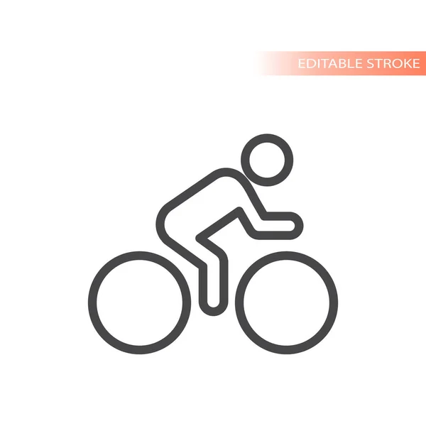 Man Riding Bicycle Line Vector Icon Cyclist Biking Outlined Symbol — Vector de stock