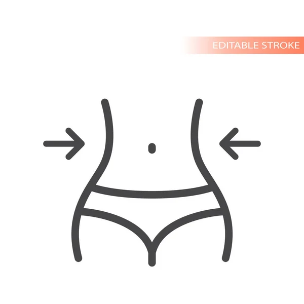 Female Waist Arrows Line Vector Icon Weight Loss Woman Body — Stock vektor