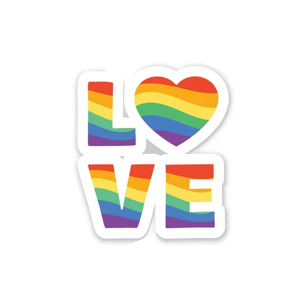 Lgbt Love Letters Rainbow Flag Heart Large Letters Colorful Sticker — Stockový vektor
