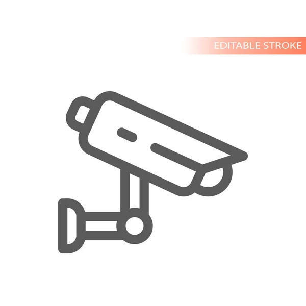 Cctv Surveillance Line Vector Icon Video Camera Monitoring Outlined Symbol — Stockový vektor