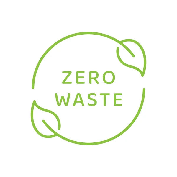 Zero Waste Einfaches Vektoretikett Umweltfreundliches Abzeichen Mit Blatt — Stockvektor