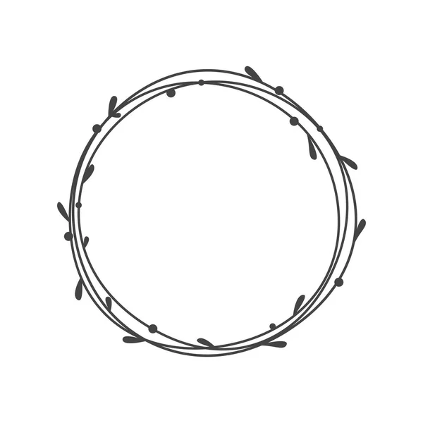 Πρότυπο Διάνυσμα Πλαισίου Στεφανιού Φλοράλ Κύκλου Υποκαταστήματα Και Φύλλα Doodle — Διανυσματικό Αρχείο