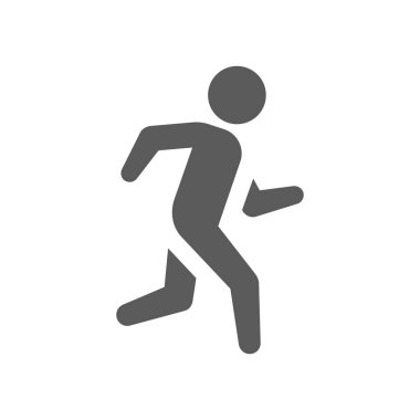 Running man black vector icon. Simple person filled symbol.