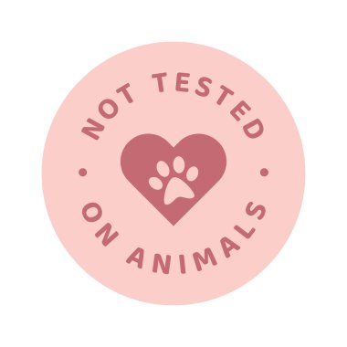 Not tested on animals circle colorful vector label. Colorful badge with heart and paw print.