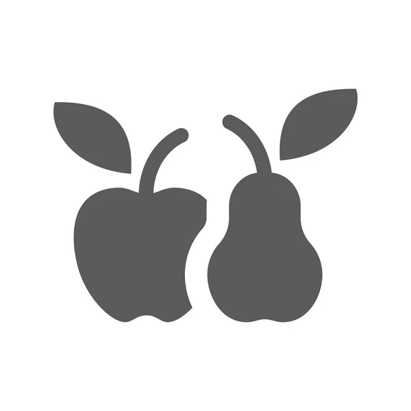 Apfel Und Birnenschwarzes Vektorsymbol Gesunde Vegane Und Vegetarische Ernährung — Stockvektor
