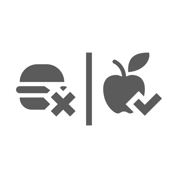 Cross Burger Apple Checkmark Vector Icon Healthy Eating Junk Food — Vetor de Stock