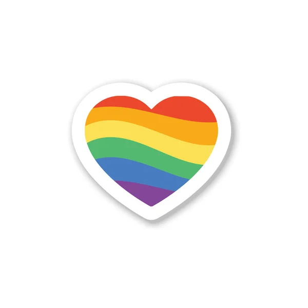 Lgbt Flag Heart Colorful Sticker Drop Shadow Effect Vector — Vettoriale Stock