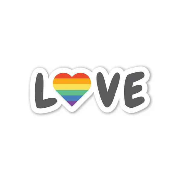 Lgbt Love Letters Rainbow Flag Heart Large Letters Colorful Sticker — Vettoriale Stock