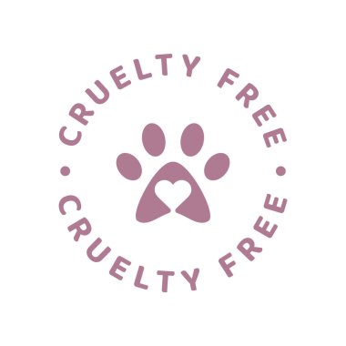 Cruelty free dog paw print label. Vector badge not tested on animals.