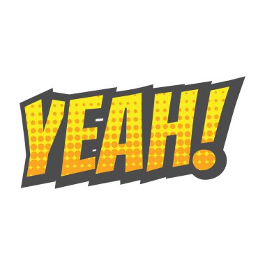 Yeah! 3d letters with halftone vector. Yeah lettering colorful pop art.