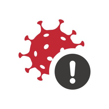 Kapsamlı ve ünlem işareti vektör simgesi. Coronavirus uyarısı ve risk dolu sembol.