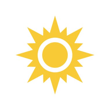 Güneş basit vektör simgesi. Dolu güneş ışığı sembolü.