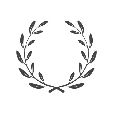 Laurel wreath black vector icon. Frame template with leaves.