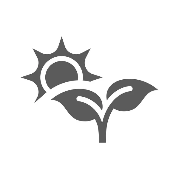 若い植物と太陽のベクトルのアイコン 葉が付いている芽や苗 作物の象徴 — ストックベクタ