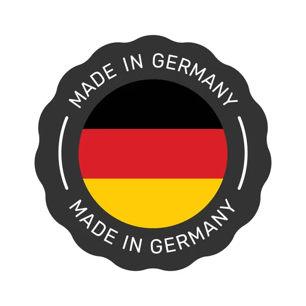 Tillverkad Tyskland Färgglada Vektor Märke Etikett Med Tysk Flagga — Stock vektor