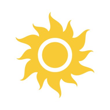 Sanatsal güneş vektör simgesi. Basit güneş ışığı dolu sembol.