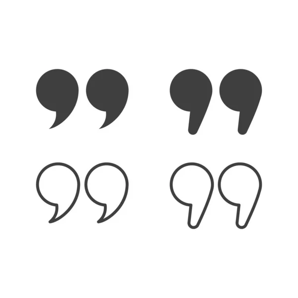 Quotes Quotation Marks Black Isolated Vector Icon Set Speech Mark — Vector de stock