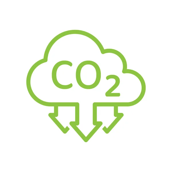 Chmura Co2 Ikona Wektora Strzałek Opisany Symbol Redukcji Emisji Dwutlenku — Wektor stockowy